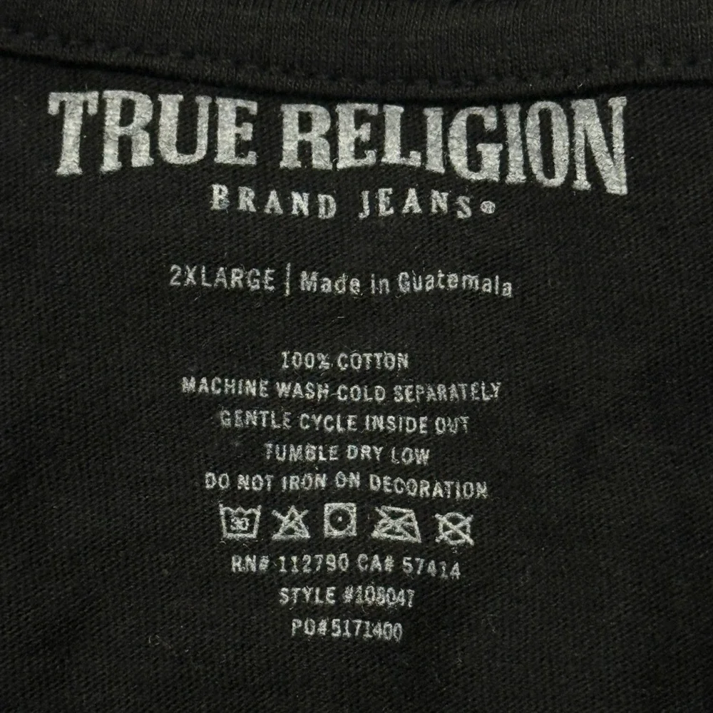 True Religion Mens Scripted Buddha Face Tee Jet‎ Black Graphic T-Shirt XXL NWT